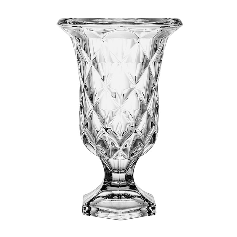 Vaso com Pé Vidro Sodo-Cálcico Diamond 15x24