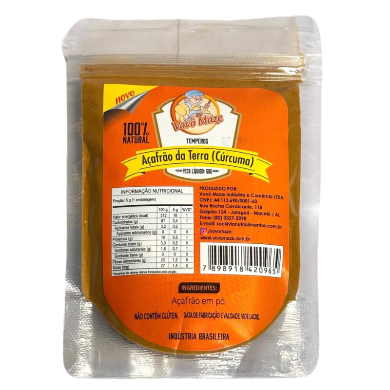 Tempero Açafrão da Terra (Cúrcuma) Vovó Maze 50g