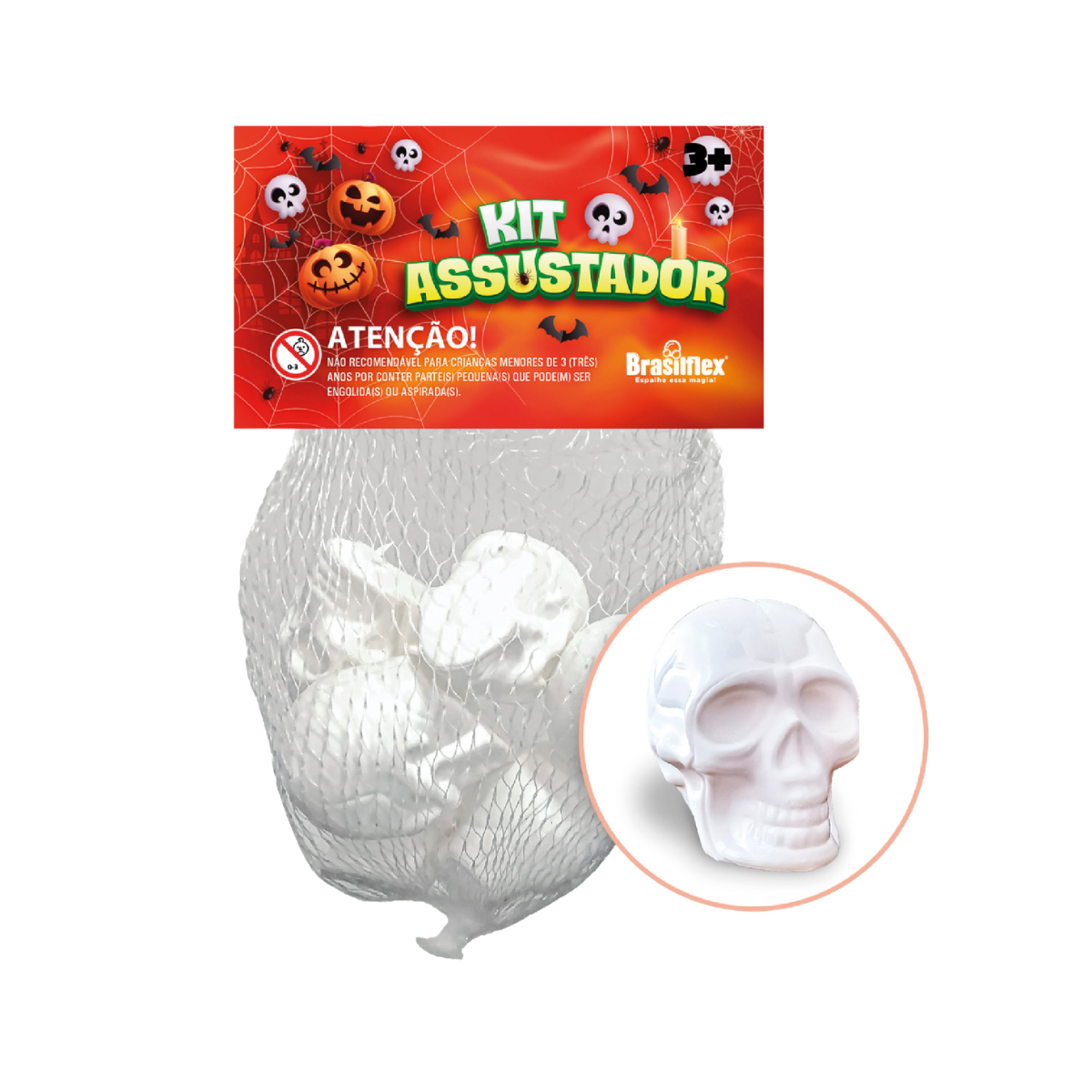 Kit Assustador Mini Crânio Branco - 06un