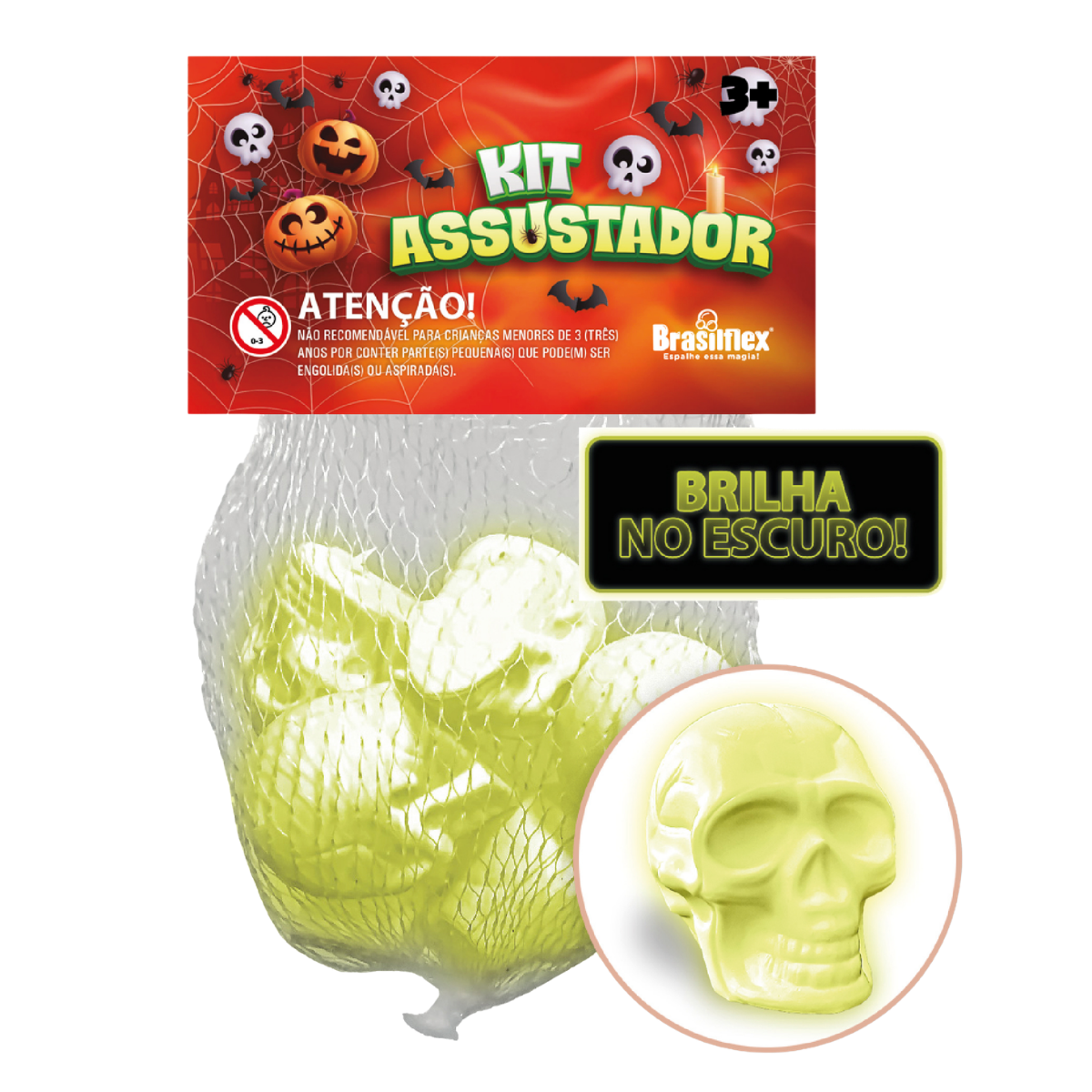 Kit Assustador Mini Crânio Neon - 06un