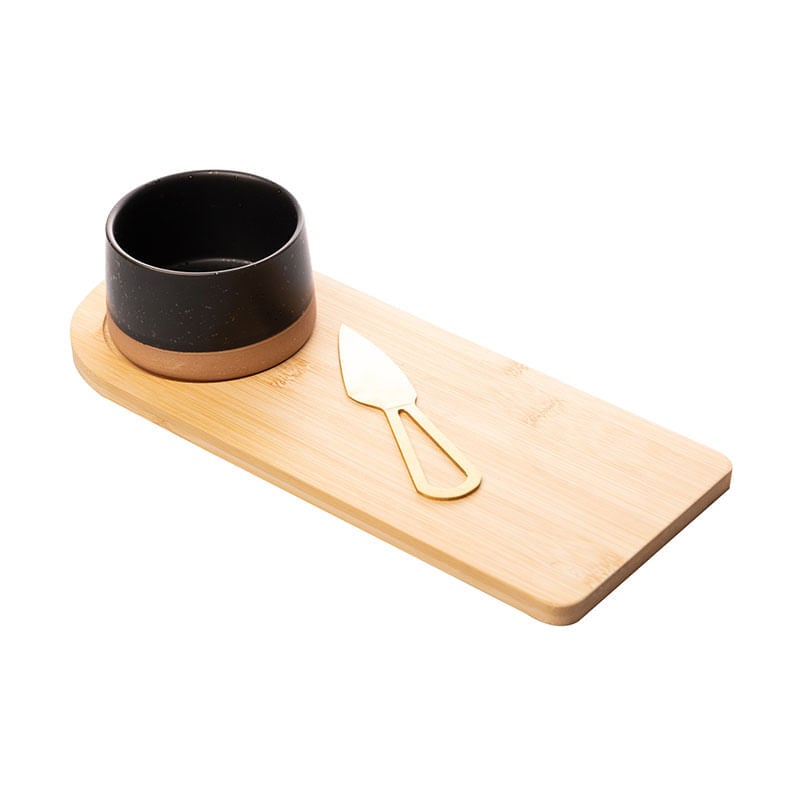 Conjunto Petisqueira com Bandeja Faca Dourada 12x30x6