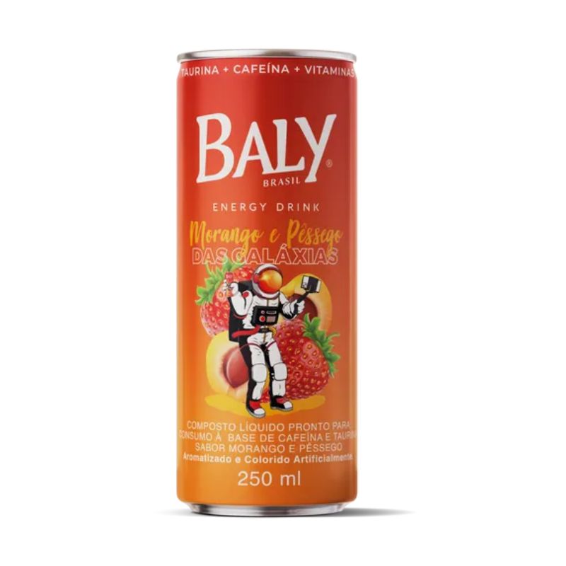 Energético Baly Morango e Pêssego Lata 250ml