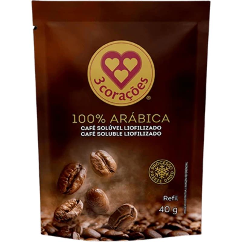 Café Solúvel 3 Corações Liofilizado  Refil 40g