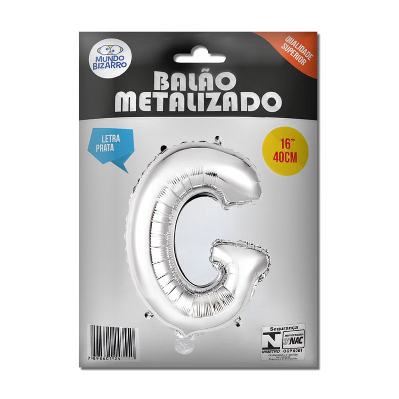 Balão Metalizado Mundo Bizarro Prata 16” Letra G