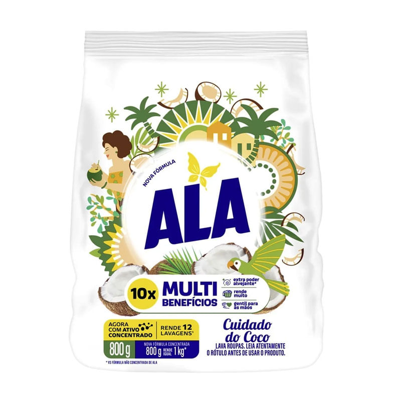 Sabão em Pó Ala Cuidado do Coco 800g