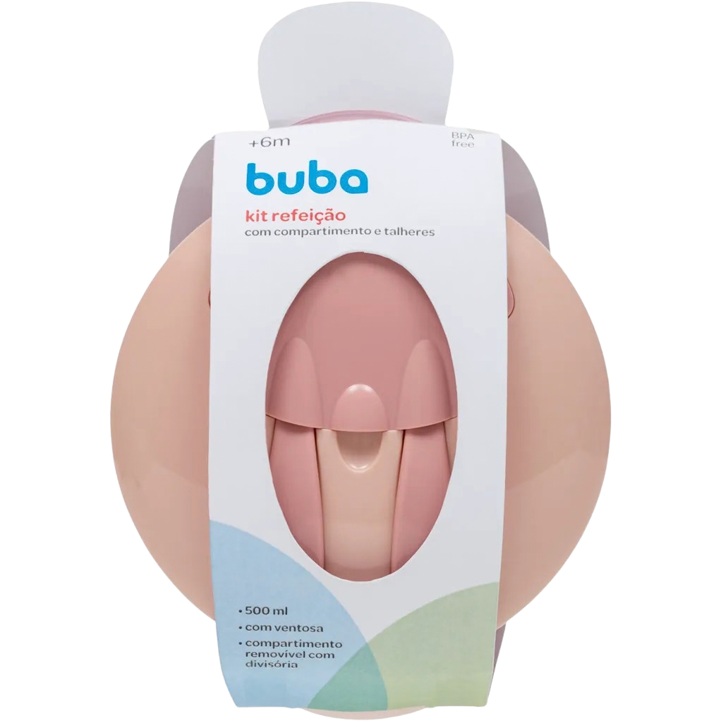 Kit Refeição Compartimento E Talheres Rosa - Buba 