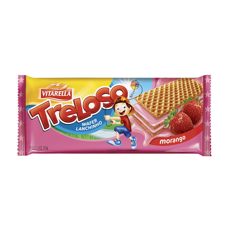 Biscoito Wafer Treloso 35g Morango