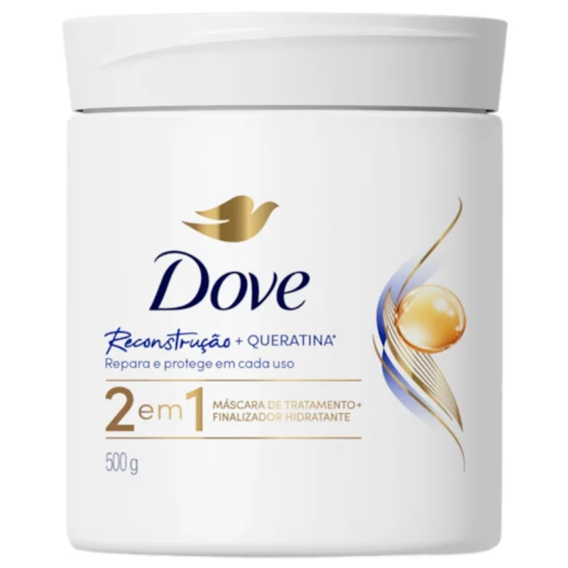 Máscara de Tratamento Dove 2 em 1 Reconstrução + Queratina – 500g