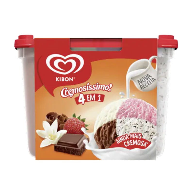 Sorvete Kibon 2L Cremosíssimo 4 em 1