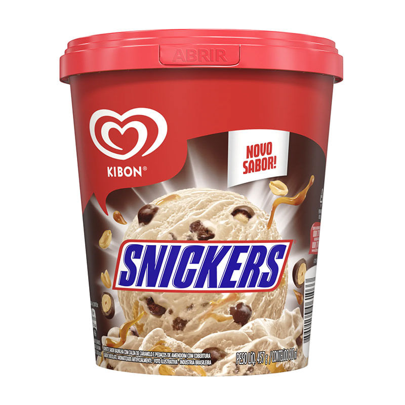 Sorvete Kibon 800ml Baunilha Snickers Pote