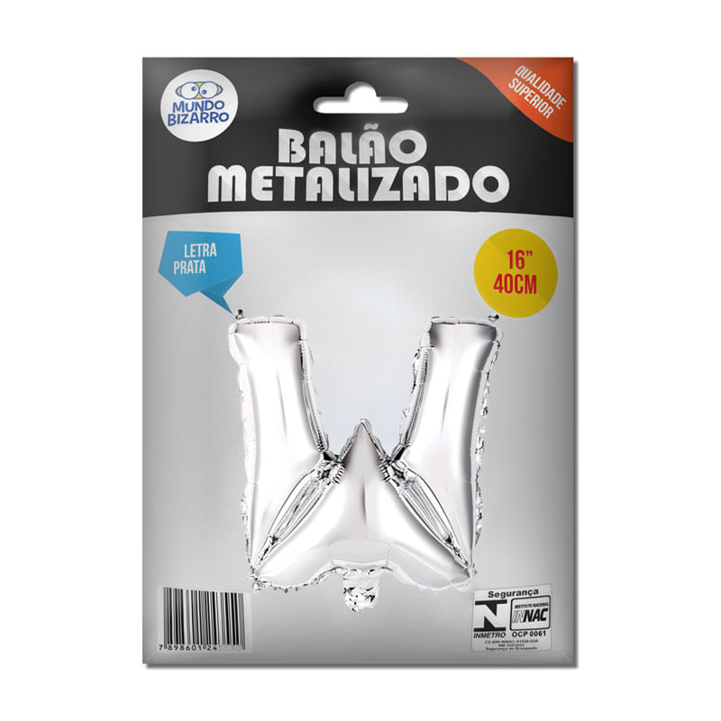 Balão Metalizado Mundo Bizarro Prata 16” Letra W