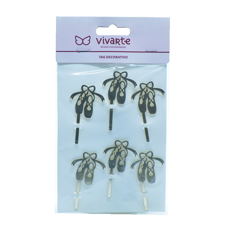 Tag Decorativa Vivarte 6cm Bailarina Sapatilha Dourado