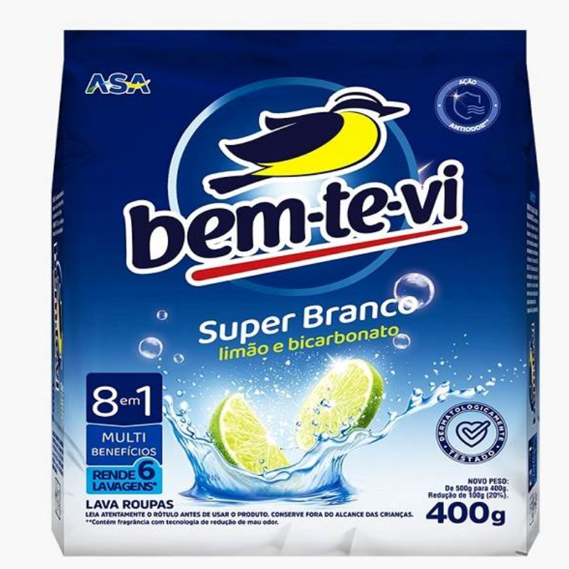 Sabão em Pó Bem-te-vi Super Branco 400g