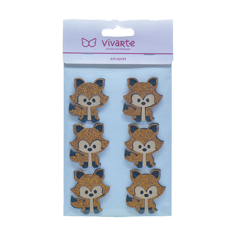 Tag Decorativa Vivarte 7cm Raposa com Glitter