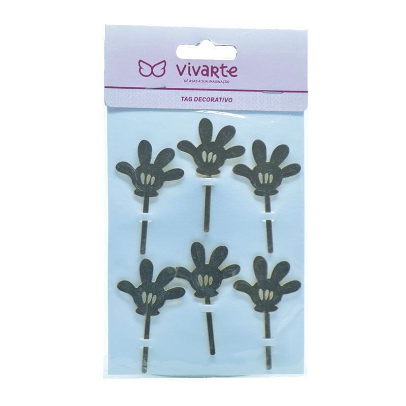 Tag Decorativa Vivarte 6cm Ratinho Mão Dourado