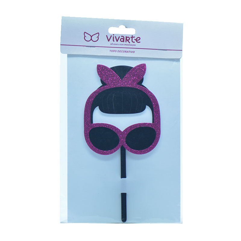 Topo para Bolo Vivarte 15cm Doll Mascara Franjinha