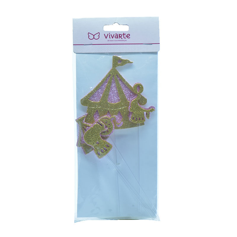 Topo para Bolo Vivarte 15cm Circo com 5un