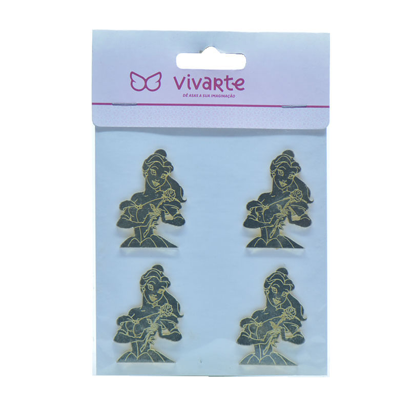 Aplique Vivarte 5cm Pincesa Bela Dourado