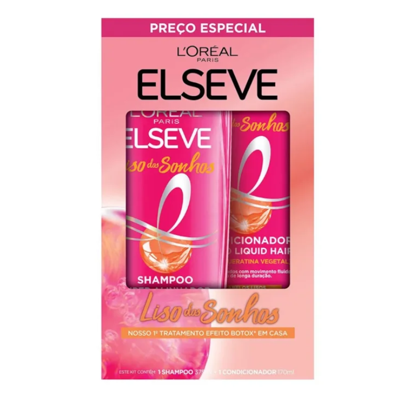 Shampoo375ml+Condicionador170ml Elseve Liso dos Sonhos