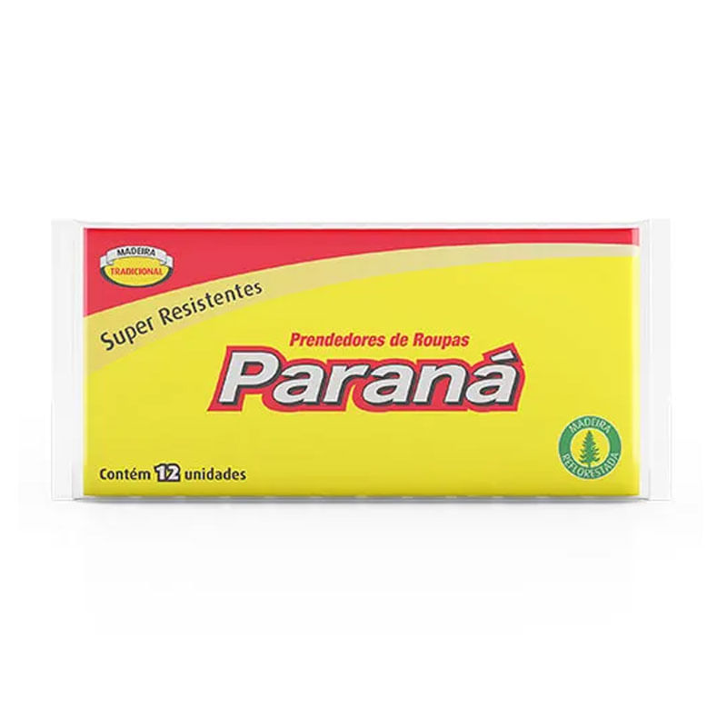 Prendedor De Roupas de Madeira Paraná  12un