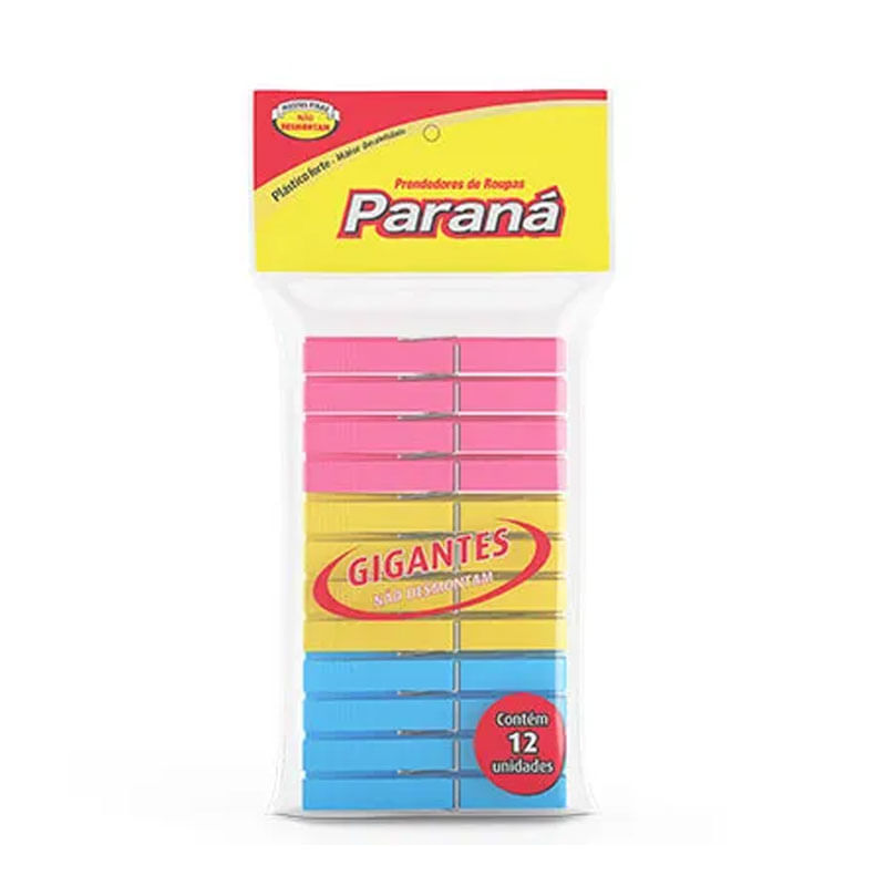 Prendedor De Roupas de Plástico Gigante Paraná  12un