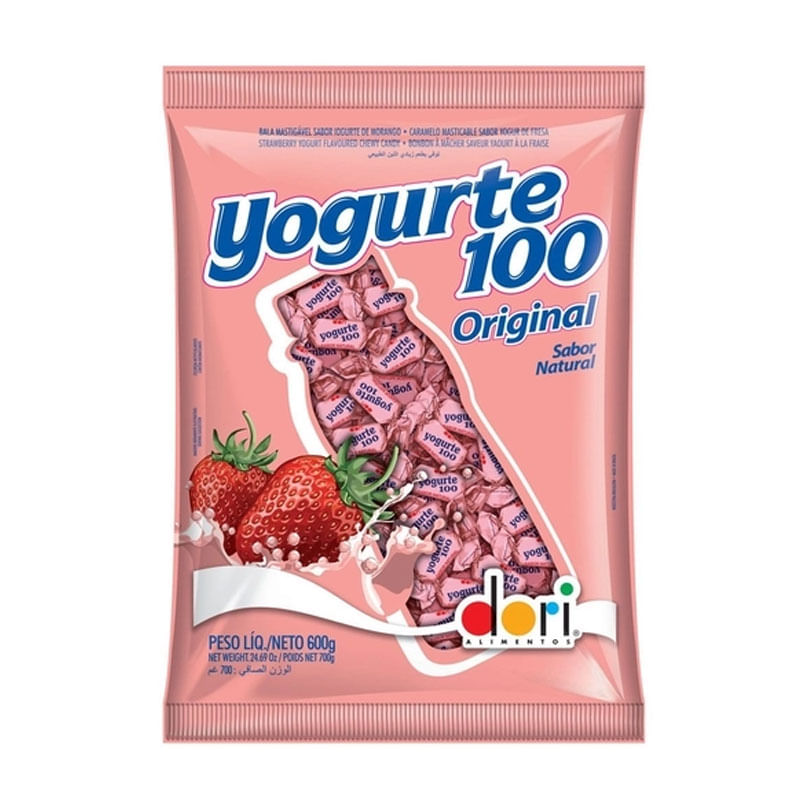 Bala Mastigável Yogurte Morango Dori 600g