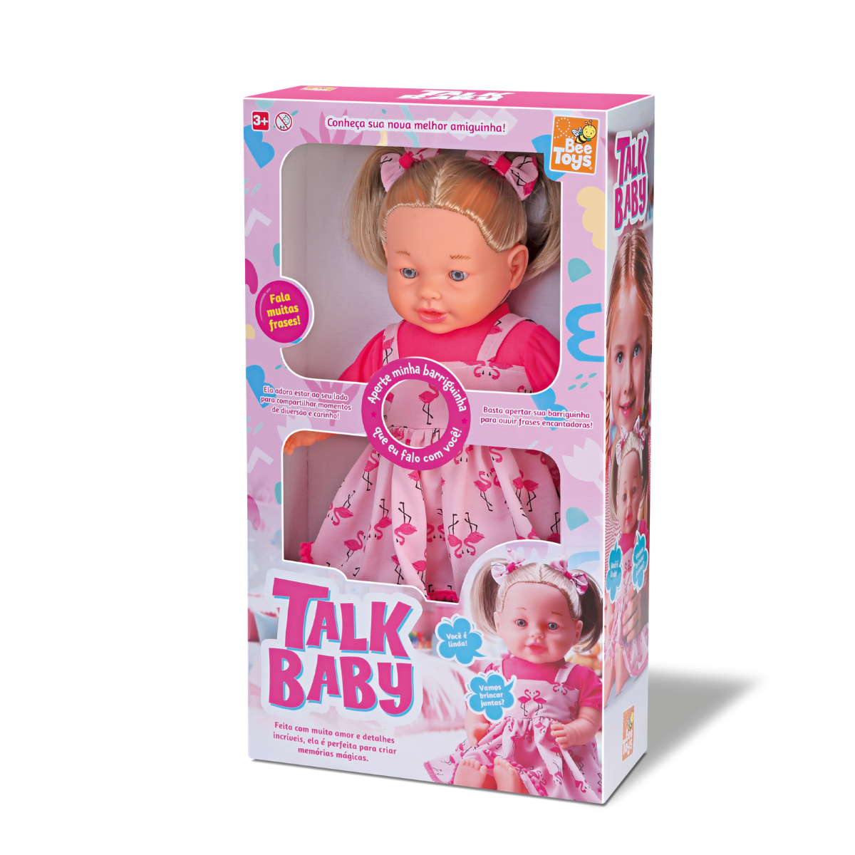 Boneca Talk Baby Vinil Fala Frases - Bee Toys 