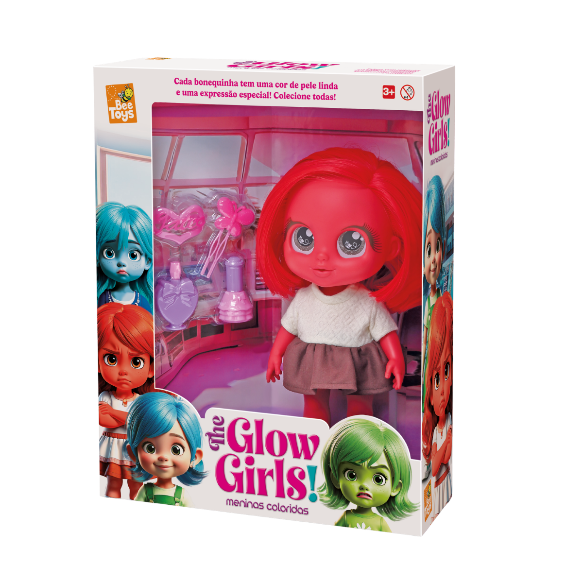 Boneca Glow Girls Vermelha Ruby - Bee Toys 