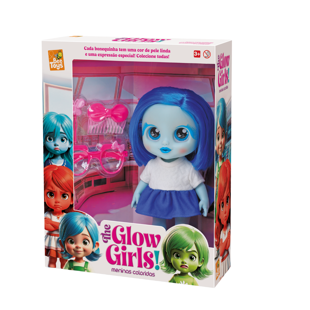 Boneca Glow Girls Azul Celeste - Bee Toys