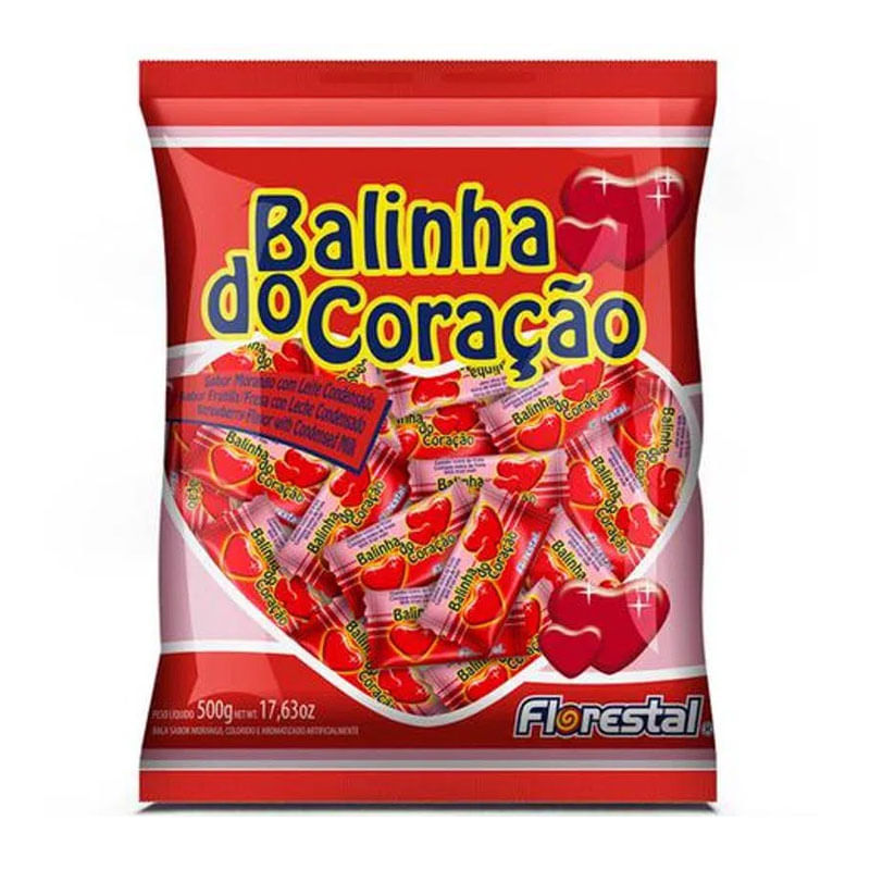 Balinha de Coração Morango Florestal 500g