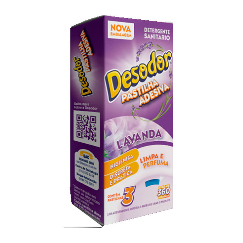 Pastilha Adesiva Sanitária Desodor Lavanda 3un
