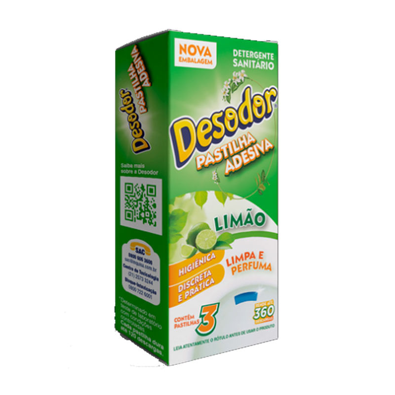 Pastilha Adesiva Sanitária Desodor Limão 3un