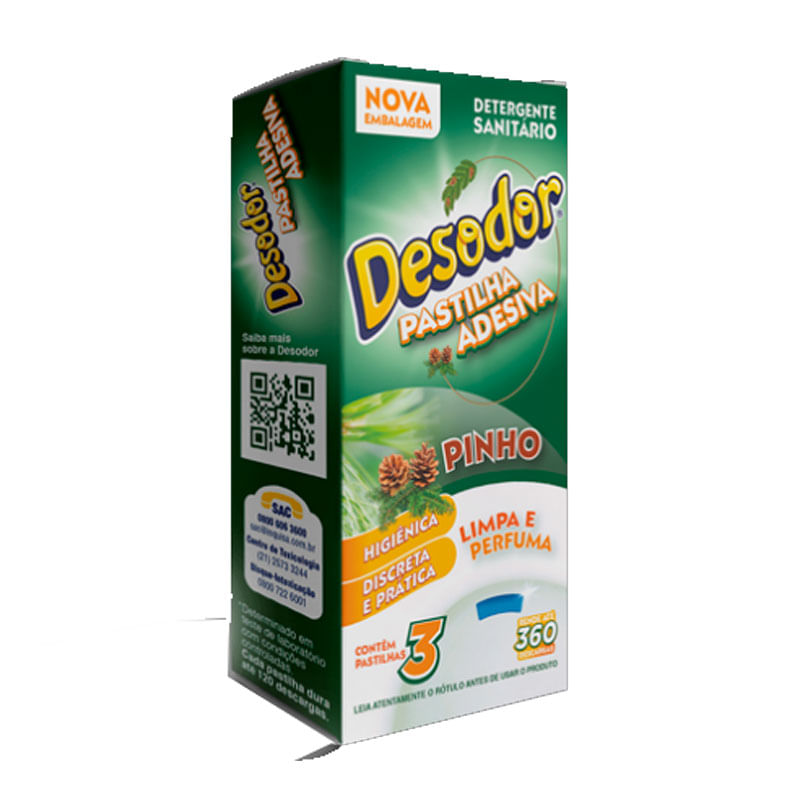 Pastilha Adesiva Sanitária Desodor Pinho 3un