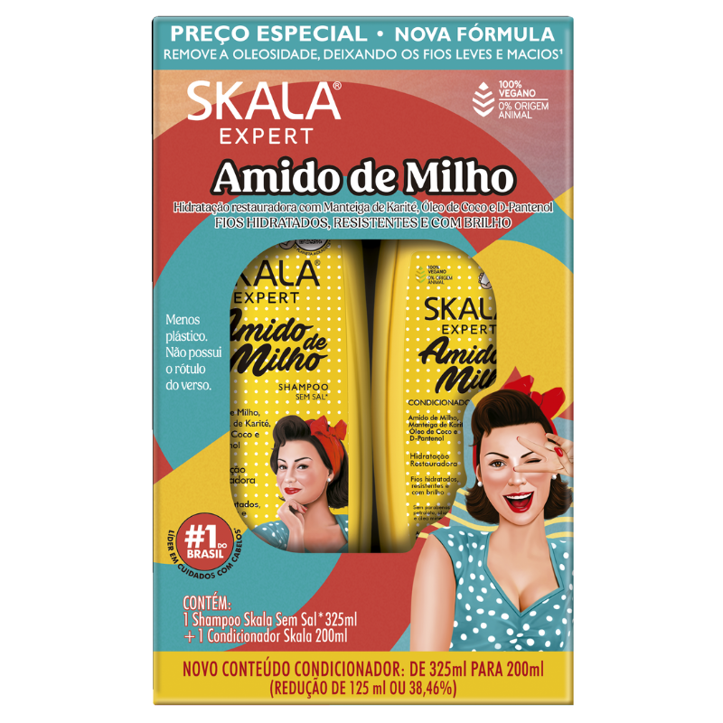 Kit Skala Amido de Milho 

Shampoo 325 ml + Condicionador 200 ml