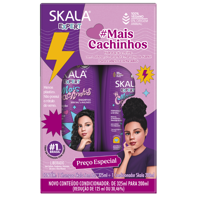 Kit Skala Expert #Mais Cachinhos 

Shampoo 325 ml + Condicionador 200 ml