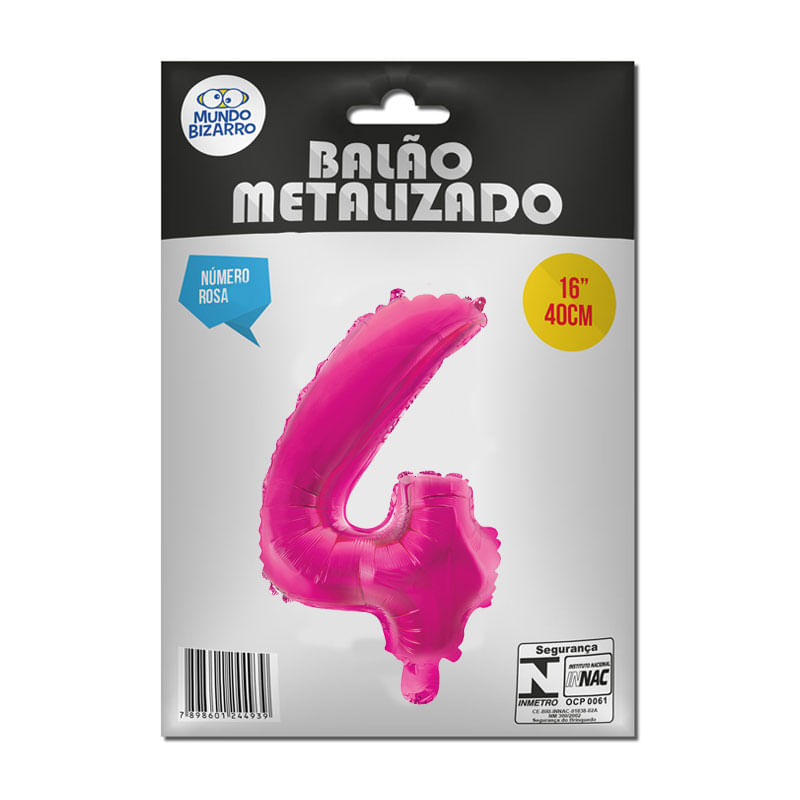 Balão Metalizado Mundo Bizarro Rosa 16” Número 4