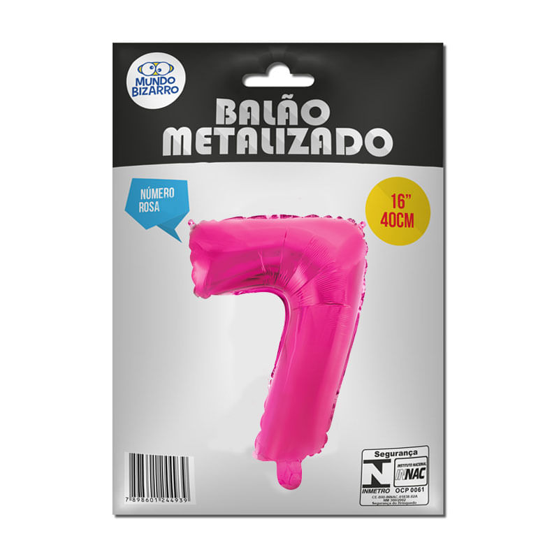 Balão Metalizado Mundo Bizarro Rosa 16” Número 7