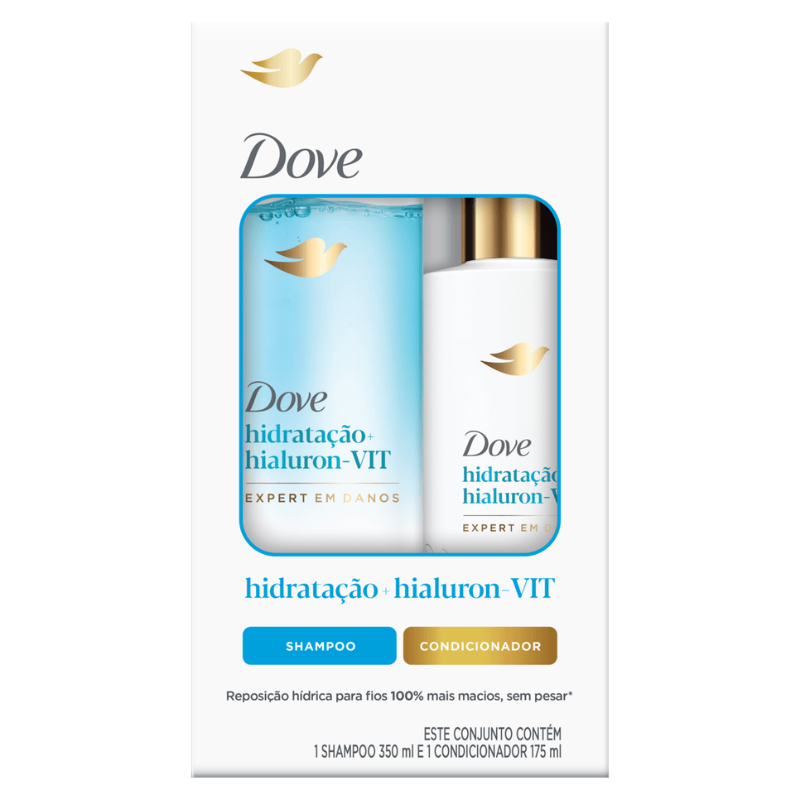 Kit Shampoo 350ml + Condicionador 175ml Dove Hidratação Hialurônico