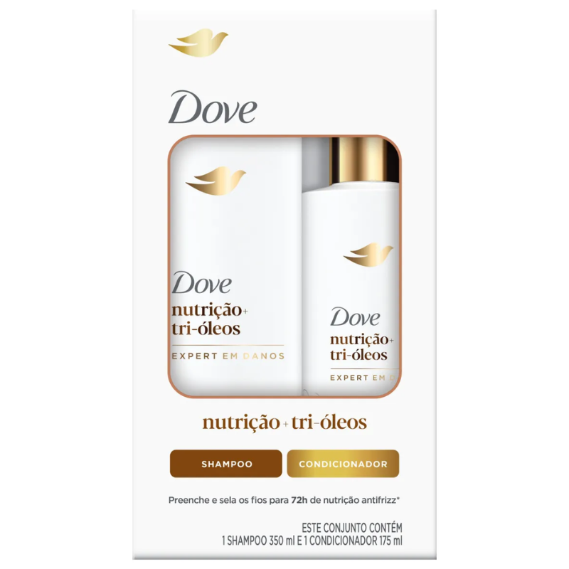 Kit Shampoo 350ml + Condicionador 175ml Dove Nutrição + Tri-Óleos