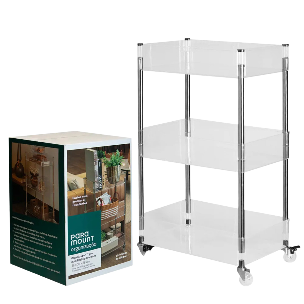 Organizador Triplo c/ Rodízio - 46x30x88cm