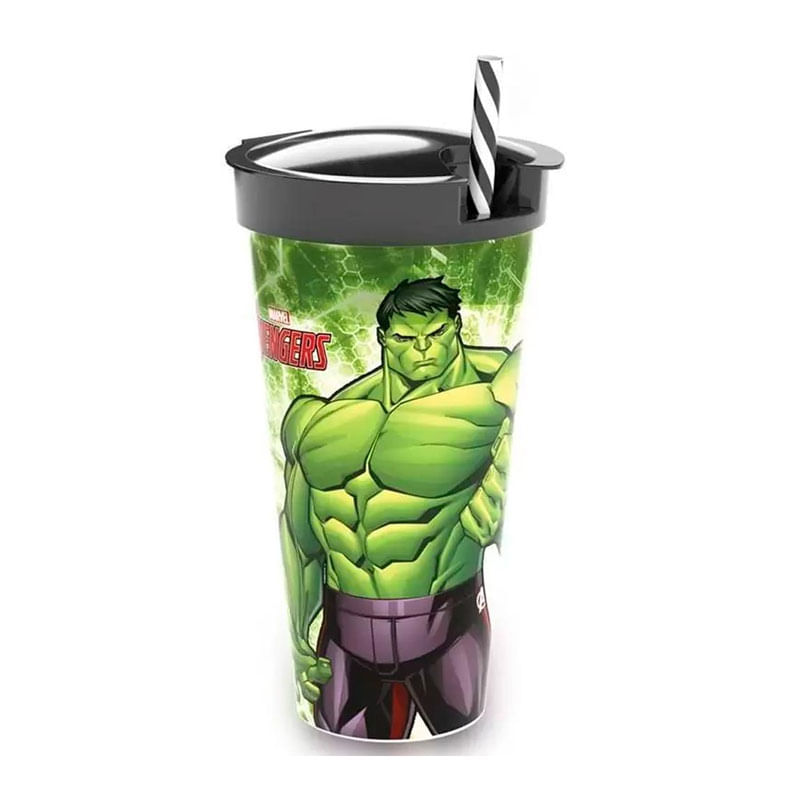 Copo Plasútil 540ml 2 em 1 Hulk
