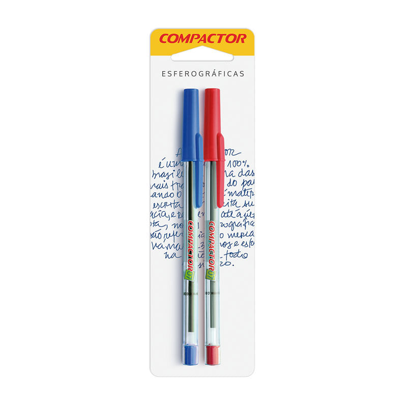 Caneta Esferografica Azul/Vermelha 07 Compactor Blister 2 Unidades