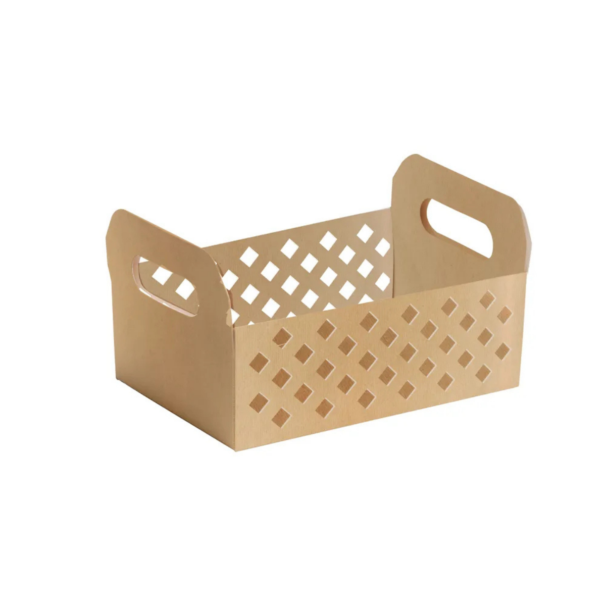 Caixote de Cartão M Kraft Vazada - 22x15x8cm