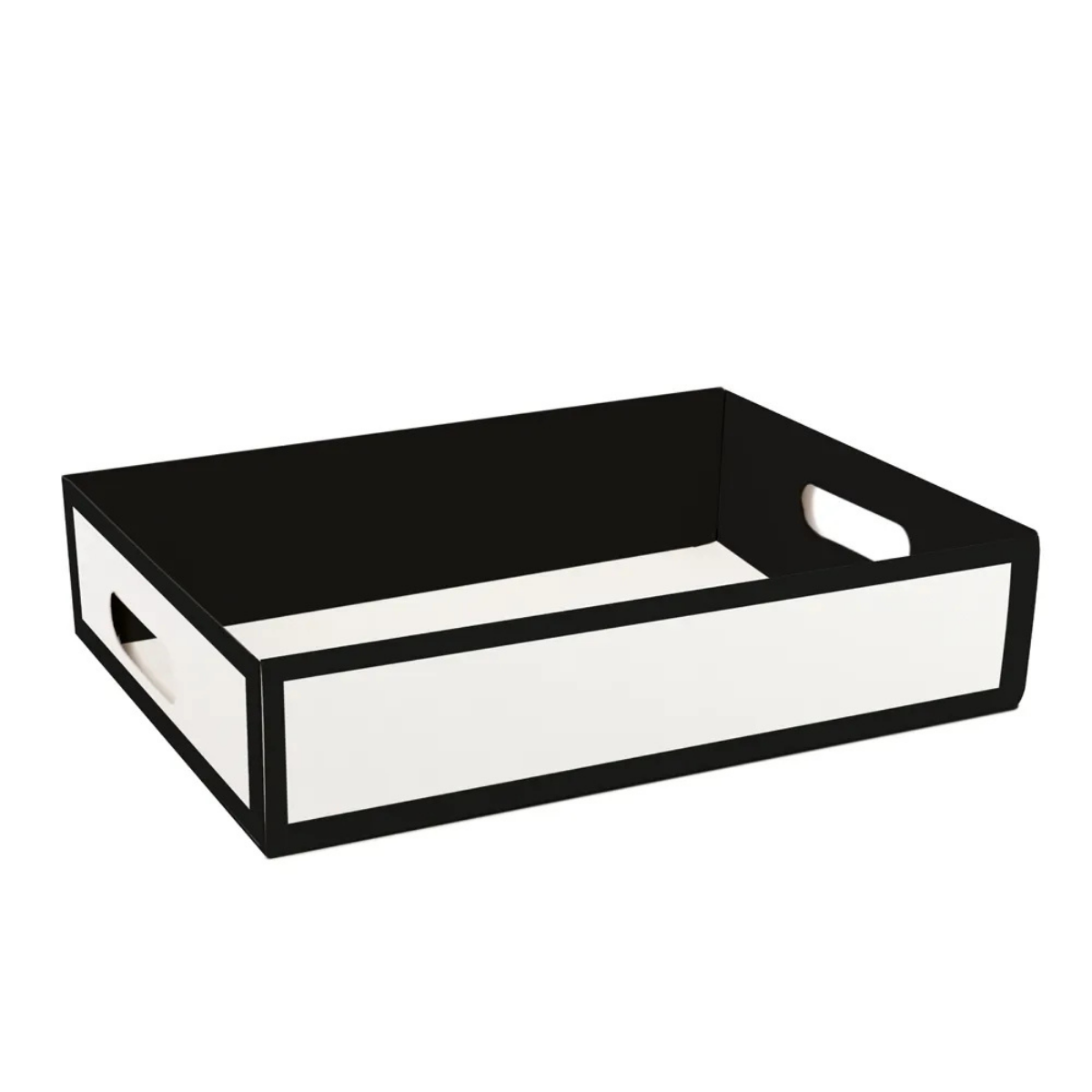 CESTA BANDEJA MOLDURA PRETO E BRANCO M