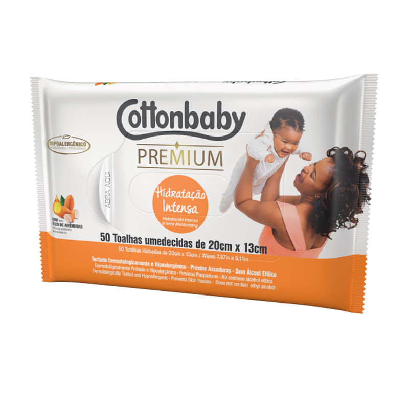 Toalhas Umedecida Cottonbaby Hidratação Intensa 50un