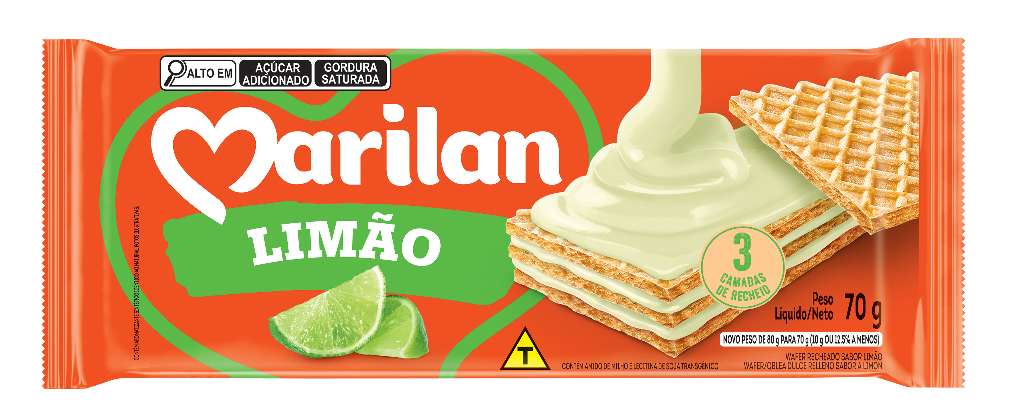 BISCOITO MARILAN WAFER 70G LIMAO