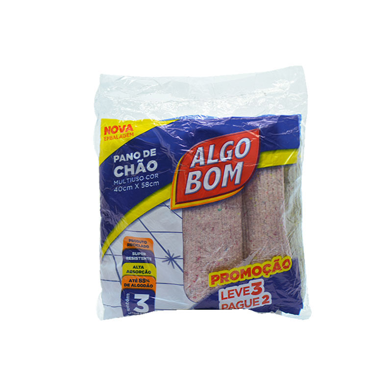 Pano de Chão Algobom 40X58cm Colorido Leve3 Pague2