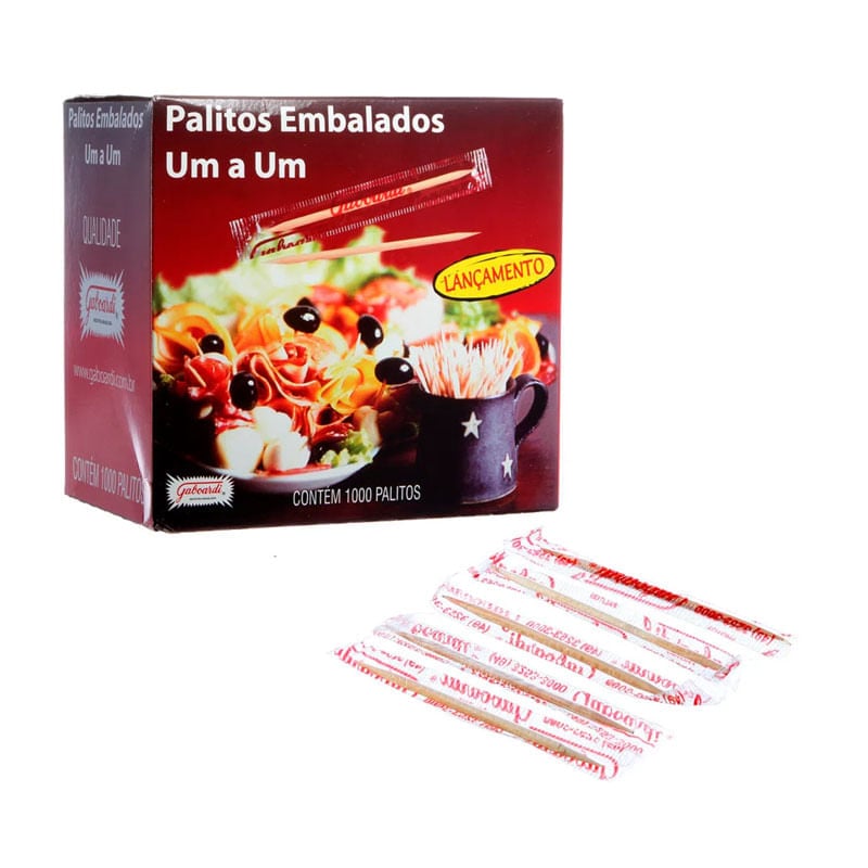 Palito de Dente Gaboardi 1000un Embalados Um a Um 