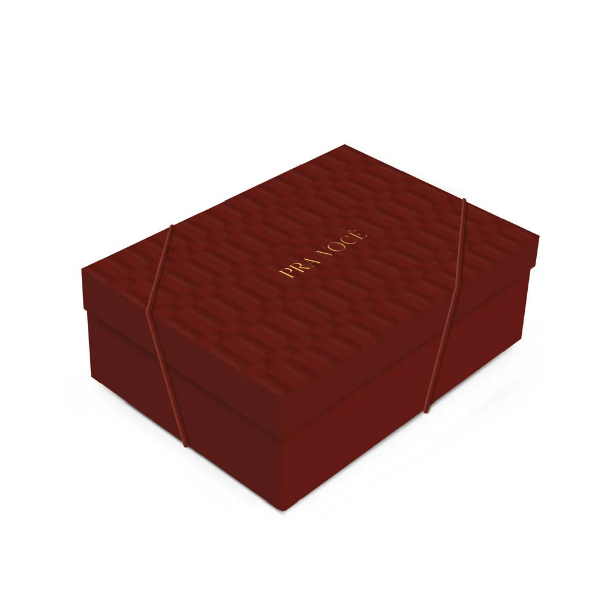 Caixa Retangular Com Tampa P Relevo Borgonha Vinho - 24x18x8cm