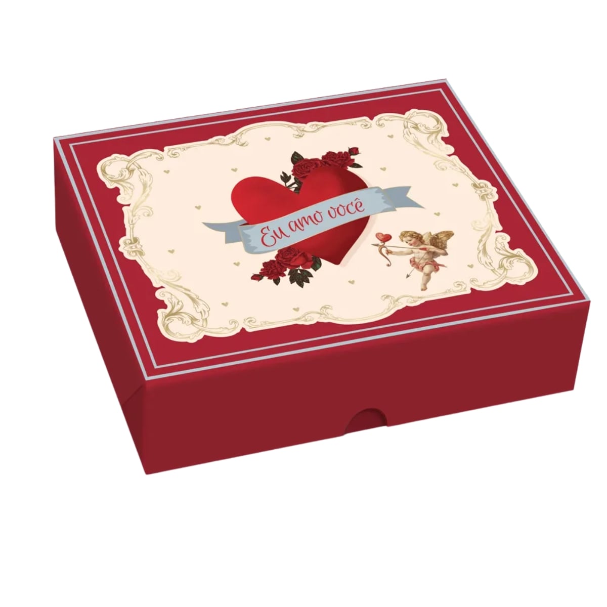 Caixa Retangular com Tampa Fundo New M Historia De Amor - 25x20x5cm